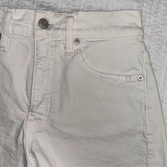 Madewell 24 White Cut Off Raw Fringe Hem Stretch Denim Shorts - Picture 8 of 14